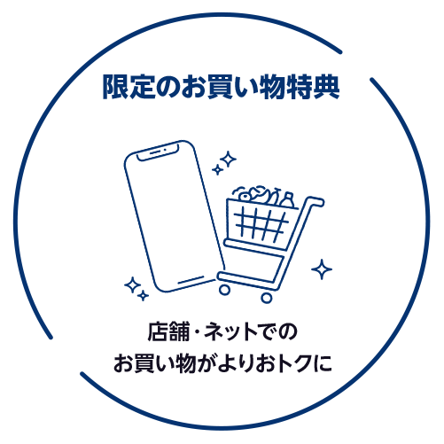 限定のお買い物特典 店舗・ネットでのお買い物がよりおトクに