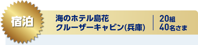 宿泊 海のホテル島花クルーザーキャビン(兵庫) 20組40名さま