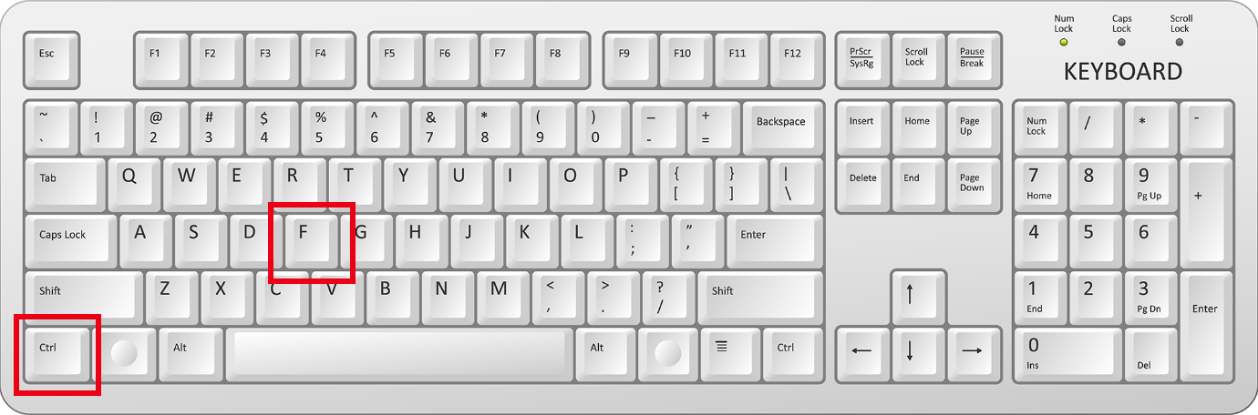 キーボードの「ctrl」と「F」を同時に押す