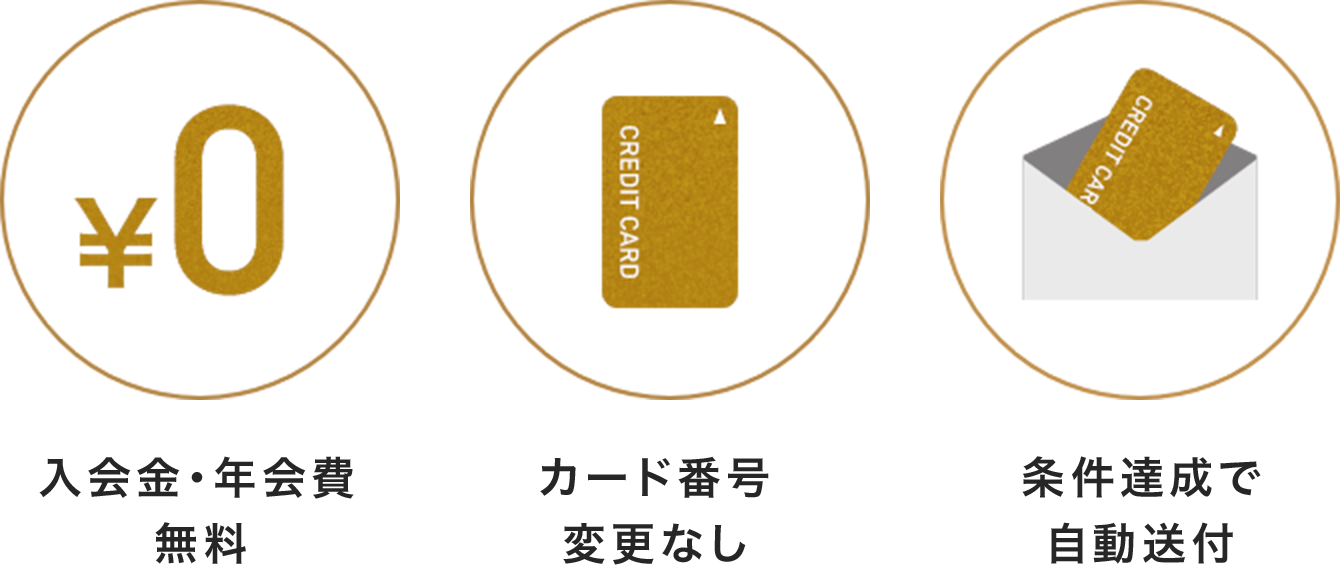 入会金・年会費無料 カード番号変更なし 条件達成で自動送付