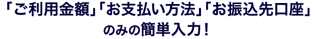 「ご利用金額」「お支払い方法」のみの簡単入力!