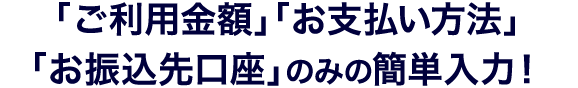 「ご利用金額」「お支払い方法」のみの簡単入力!