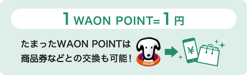 1WAON POINT=1円 たまったWAON POINTは商品券などとの交換も可能!